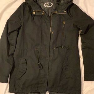 Black Spring Jacket with hood.